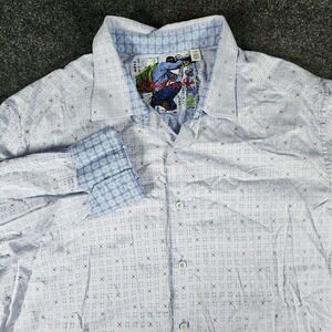 Robert Graham Button Up Shirt Men's Flip Cuff Geometric Print Size XXL Blue